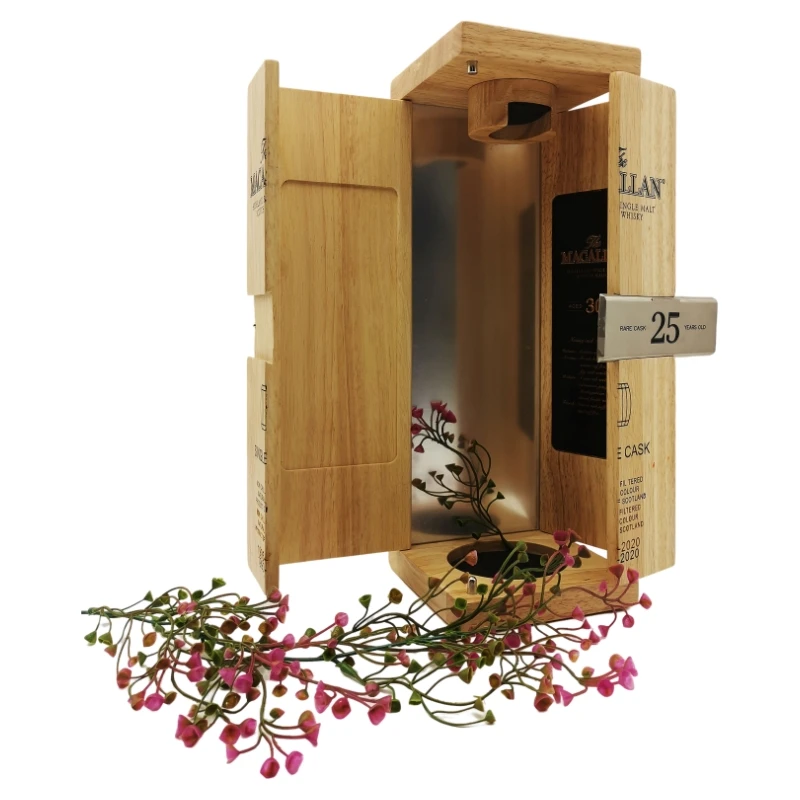 Customized Double Door Wooden Wine Boxes Luxury Whiskey Boxes For Whiskey Bottle Display