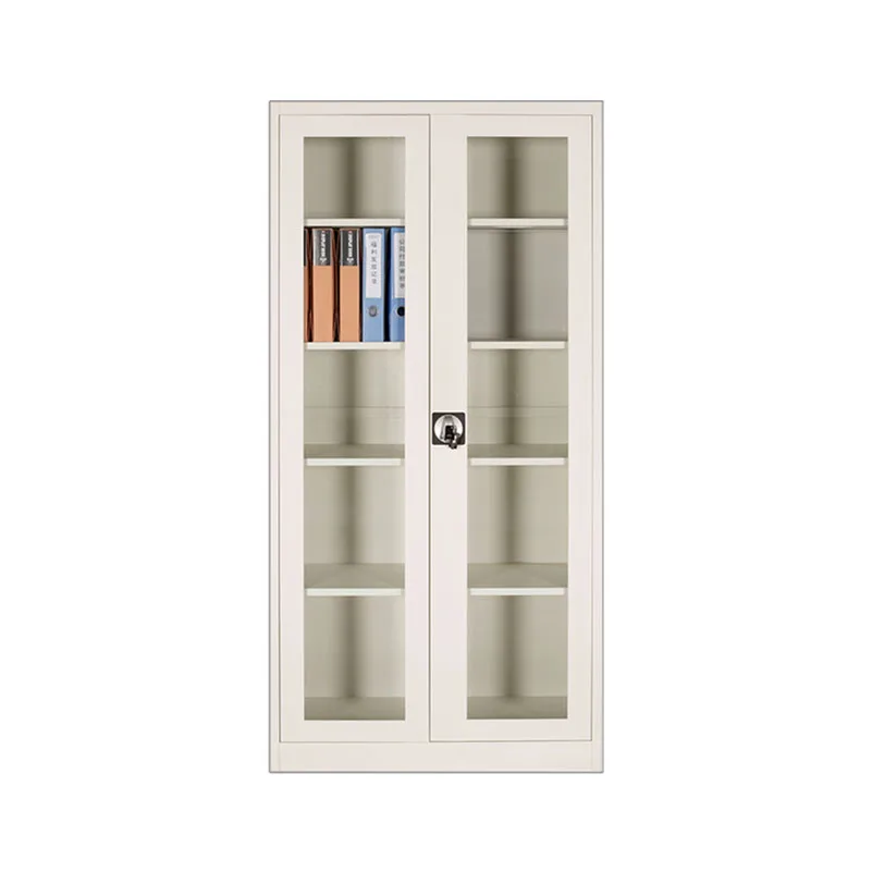 Good quality wooden bookshelf two open glass doors