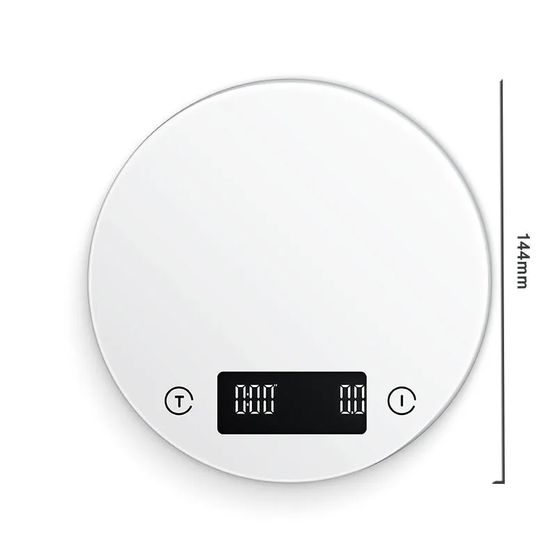 Round Digital Electronic Weighing Balance Food 2000g Touch Screen Coffee Scale With Probe