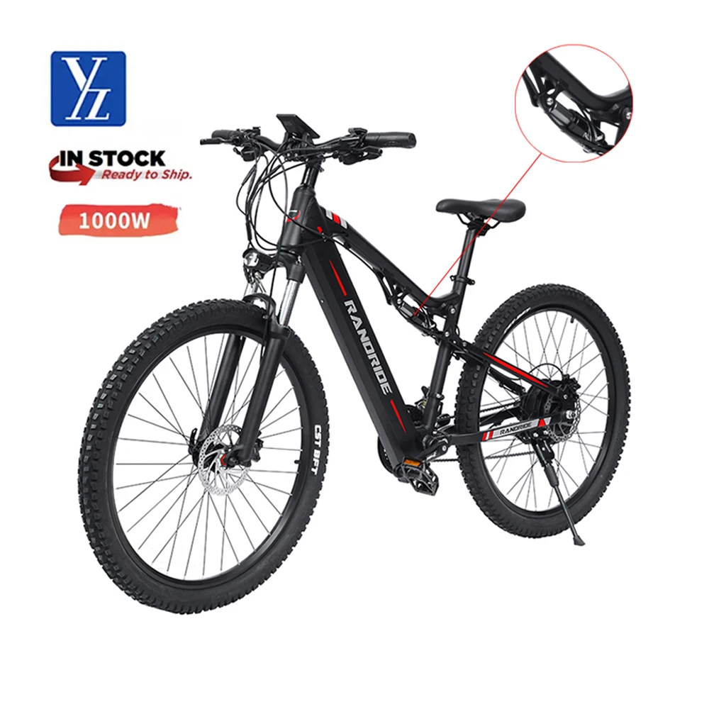 High quality 1000W electric bike 27.5' 48V 17Ah 750w 500w 21/27 speed electric mountain bike full suspension city ebike