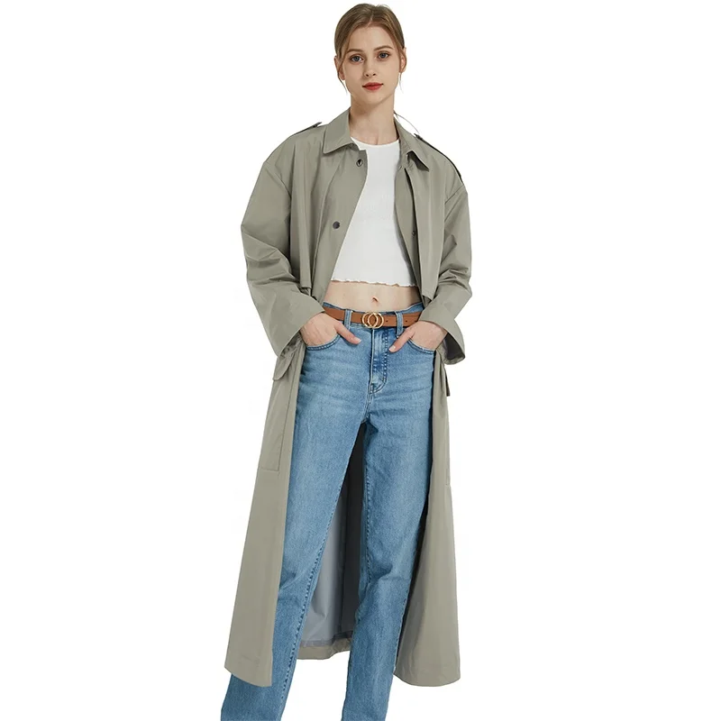 OEM Custom Long Jacket Spring Lady Trench Coat