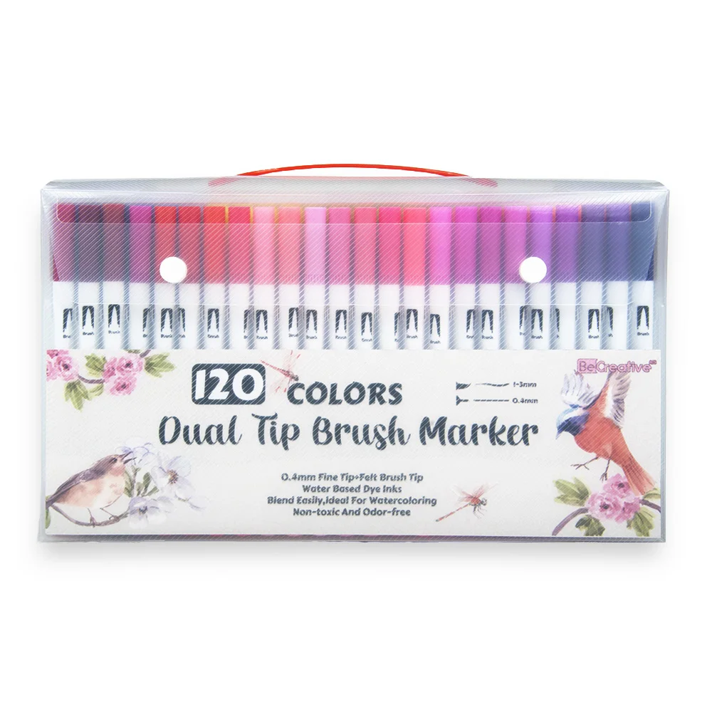 120 colors soft bullet tip watercolor marker with dual tip