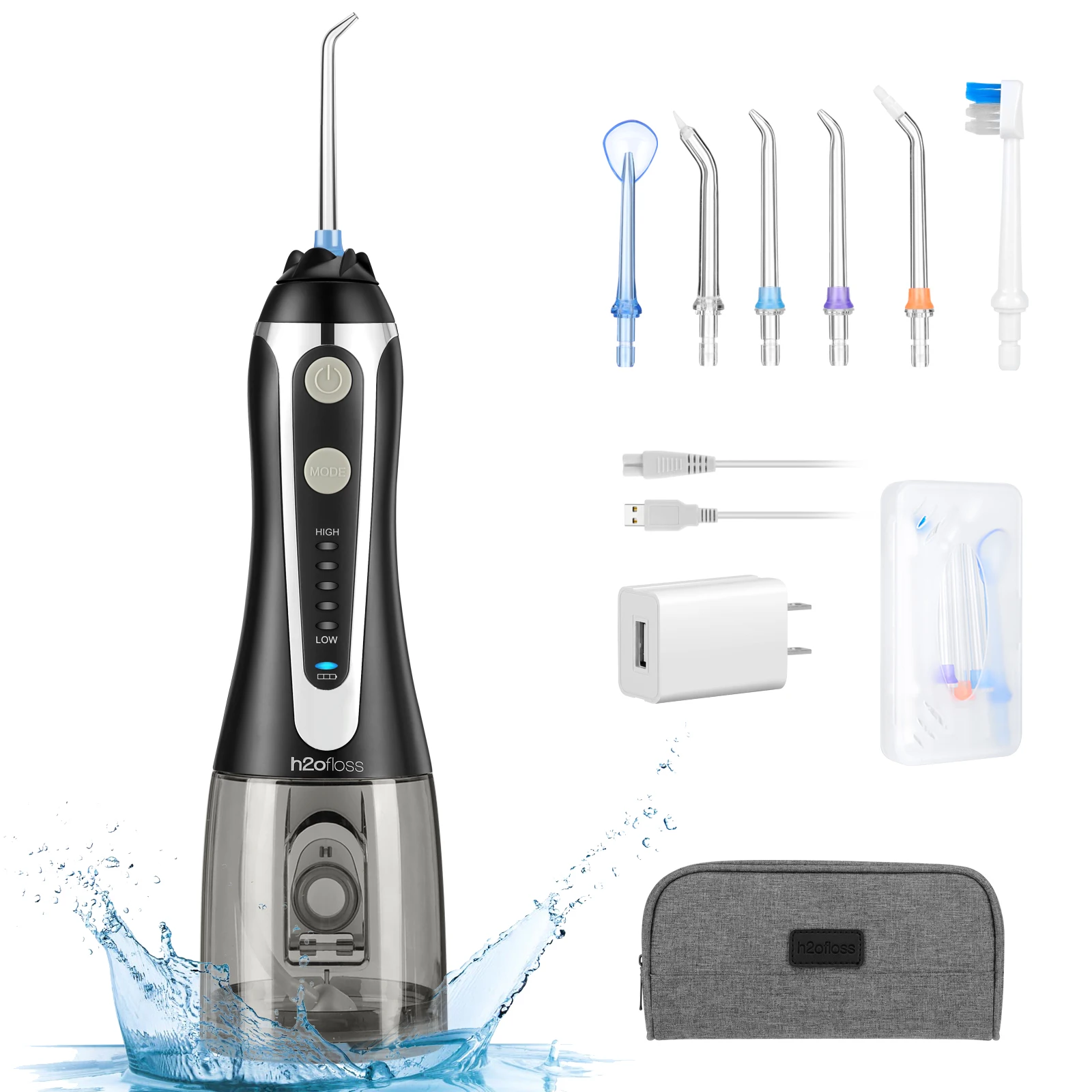 H2ofloss ODM OEM Rechargeable Cordless Oral Irrigator Electric Irrigator With Detachable Reservoir Portable Water Flosser