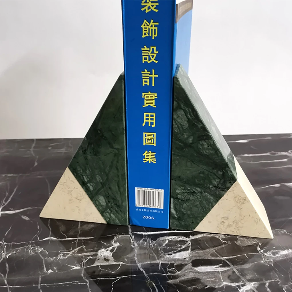 European marble Bookends Marble Home Decor Creative Arched green Stone Ornaments Natural Marble Crafts Stone triangles Bookends