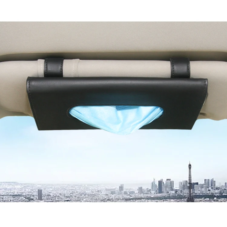 PU Leather Car Accessories Hanging Paper Towel Tissue Box Holder Clip Office  Eco-friendly Napkin Tissue Holder