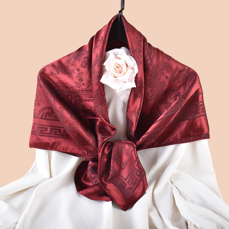 2024 новый модный атласный жаккардовый шарф с цветами кешью 90 х90 см квадратный для мужчин шеи Мусульманский Хиджаб Женский этнический