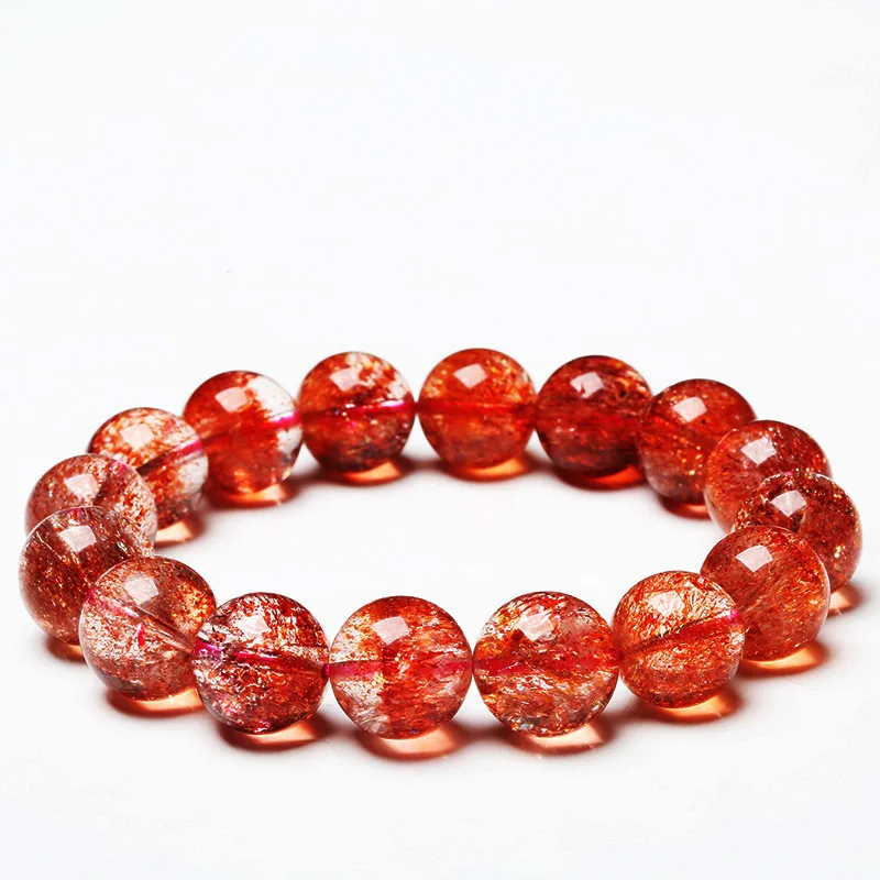 Браслет женский из натурального клубничного кварца