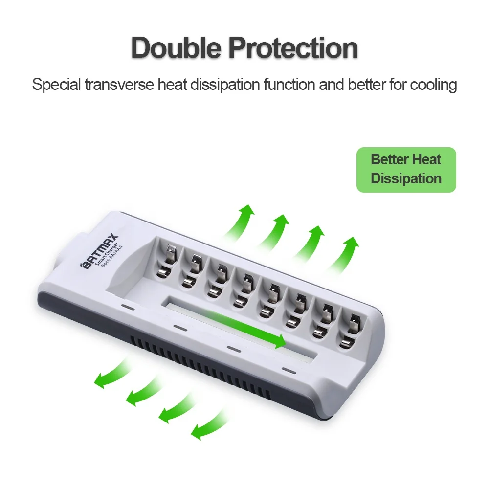 8 Bay/slot Smart Universal to AA, AAA, Ni-MH, Ni-Cd Battery Charger kit for AA / AAA NiCd NiMh Rechargeable Batteries