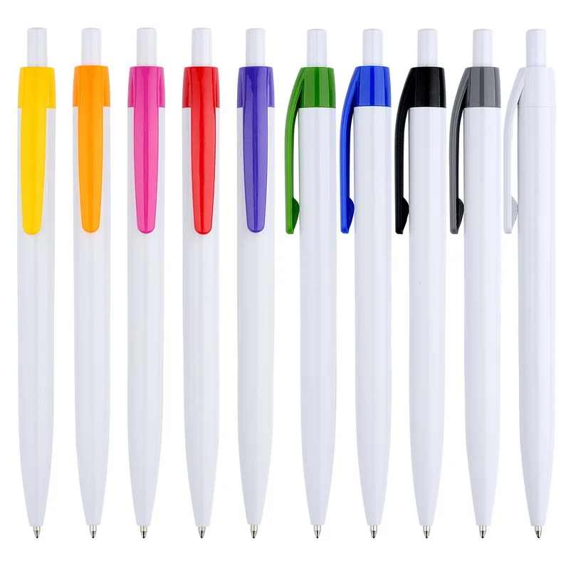 
Cheapest personalized Solid white color blank plastic ball pen with printing 