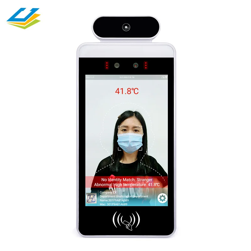 8 Inches Access Control Face Recognition System Temperature Instrument