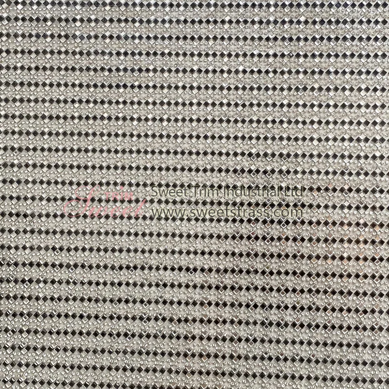 Hot sales adhesive rhinestone sheets LCT and crystal square rhinestone mesh trimming