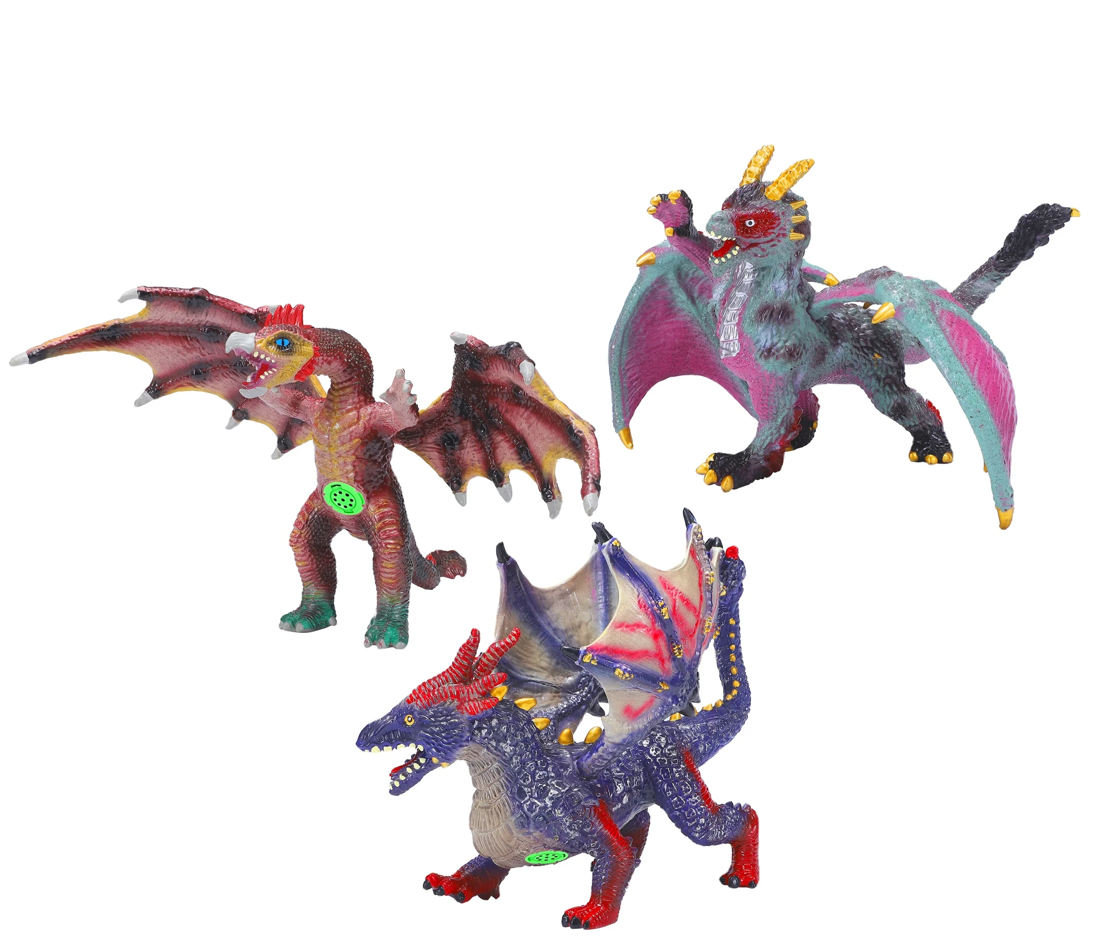 3 style mixed 14 inch simulation demon dragon toys battery operated vinyl dinosaur toys with horn lighting sound