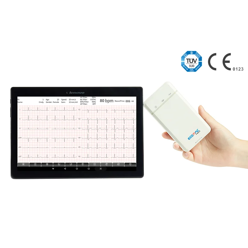Portable mini bluetooth 12 channel ecg ekg machine device