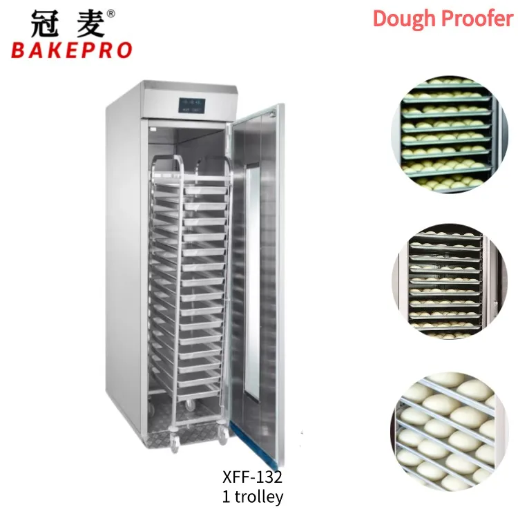 Bake Pro XFF-132 Single trolley 32 trays capacity proofing chamber with baking rack rolled in