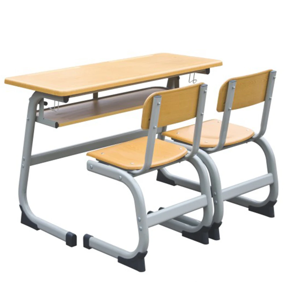 Double student school furniture desks and chairs