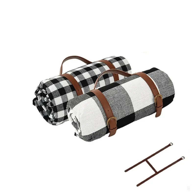 2022 New Products Reusable Thickened Outdoor Picnic Mat Leather Strap Picnic Blanket Outdoor Waterproof Camping Hiking Mat