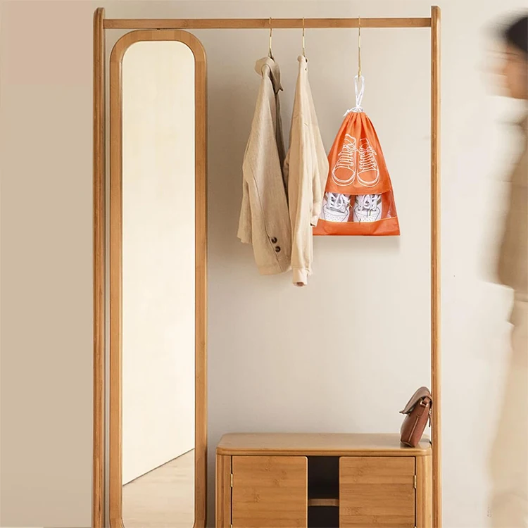 Wholesale high quality Travel Slippers Double rope drawstring bag reusable waterproof Non woven shoes dust-proof bag