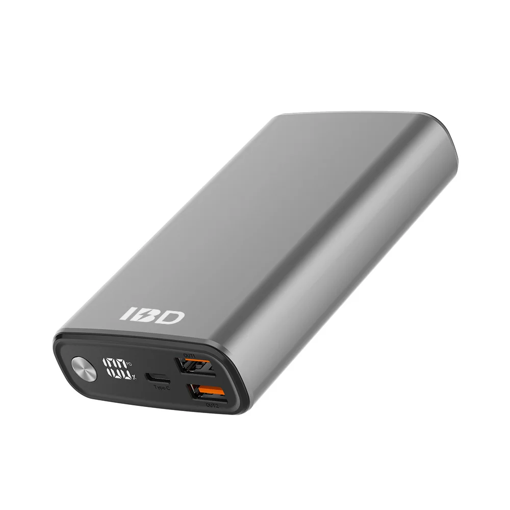 IBD New Launch 15000mah Fast PD 65W Power Bank Quick Charging Metal Case Power Bank Three Output With Digital Display