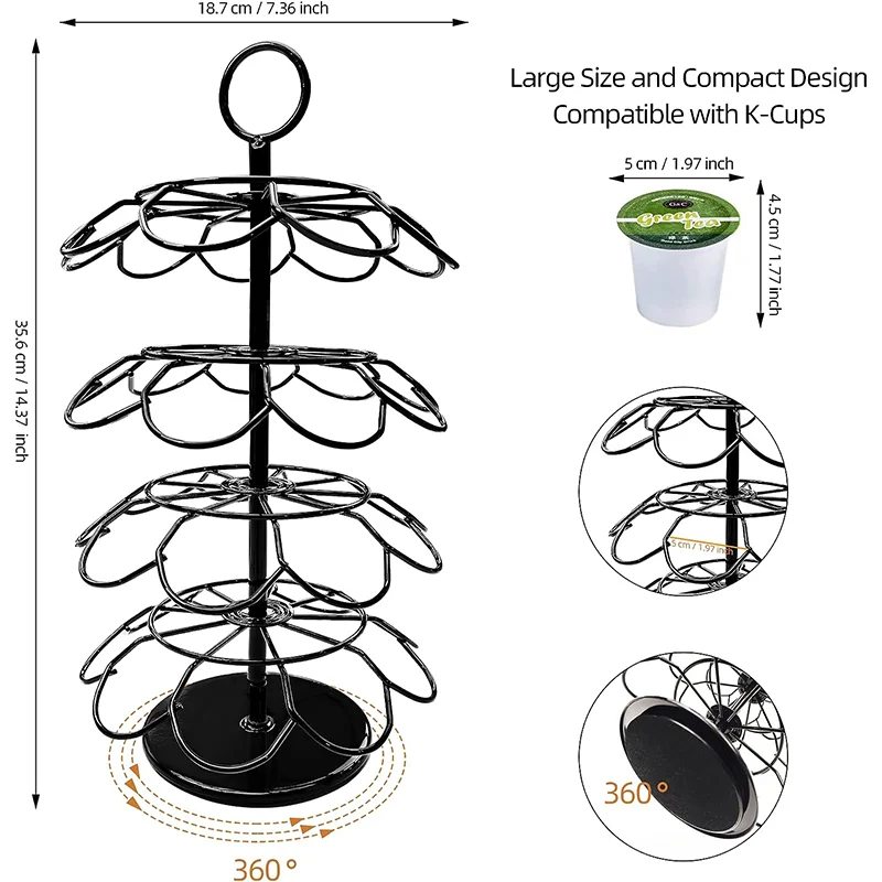 The Best Coffee Pod Carousel Holder For Nespresso Original Capsules 36 Coffee Station Capsules Storage Organizer For Countertop