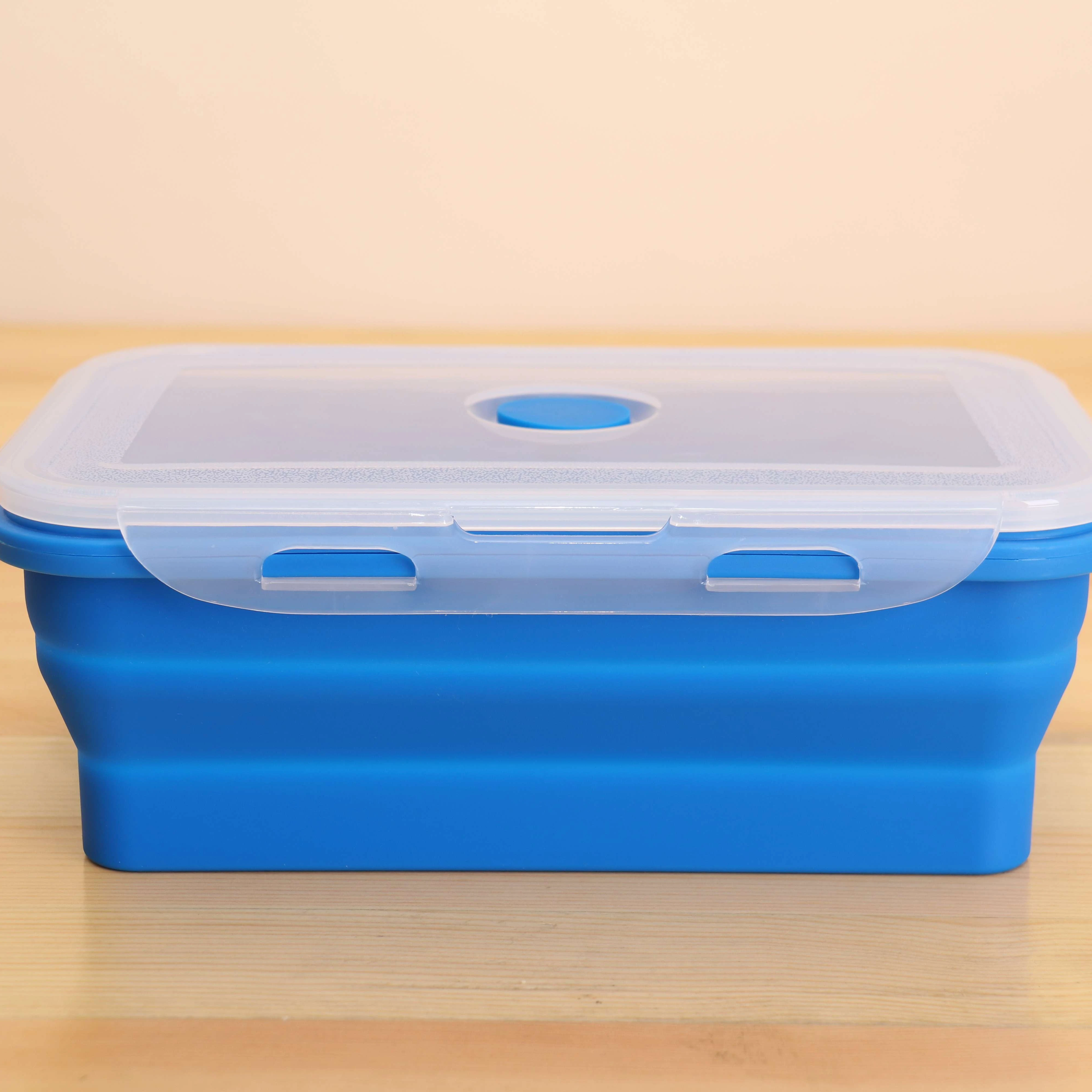 800ML100% Food Grade Silicone Microwavable Lunchbox Foldable Silicone Bowl Collapsible Food storage Bento Container