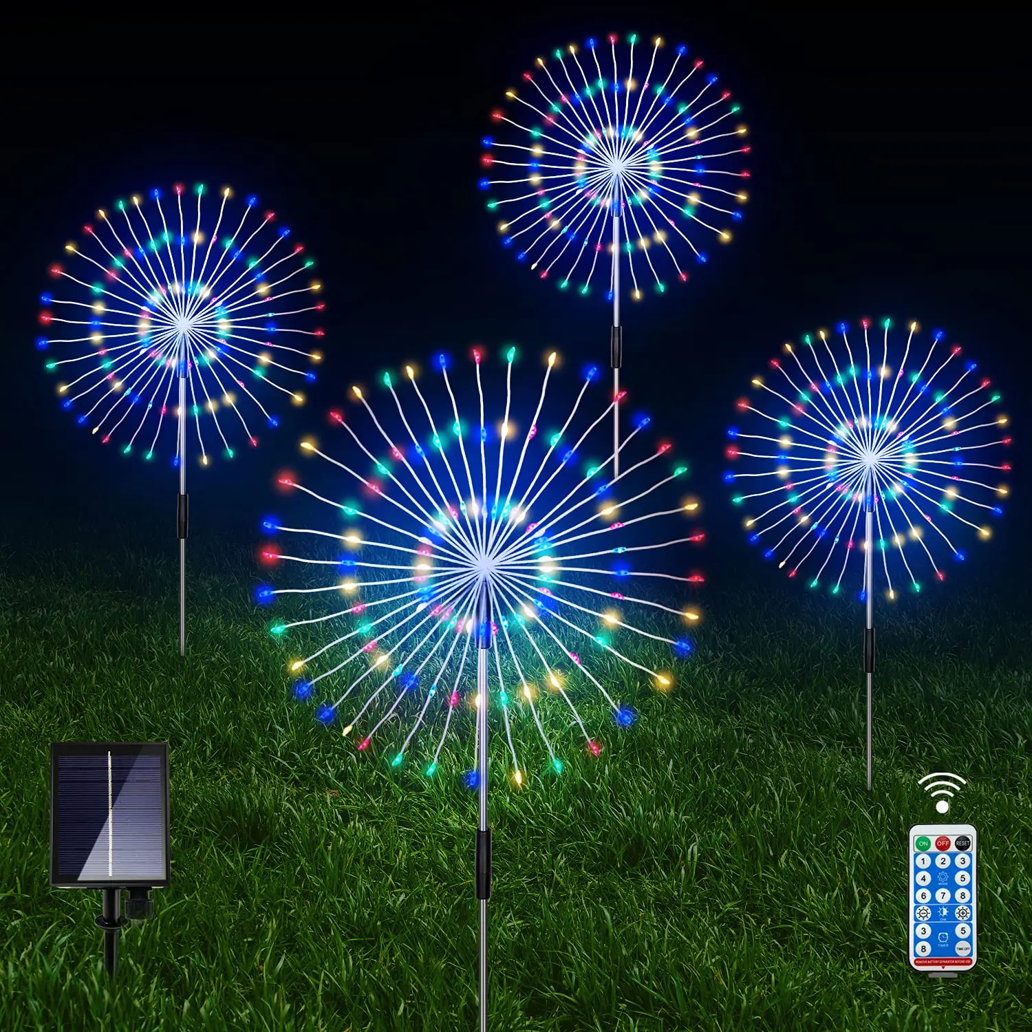 KINGYI Holiday Lights Home Decor Lamps Outdoors Solar Led Firework Lights Led Fiber Optic Lights Luces De Navidad 15 Christmas