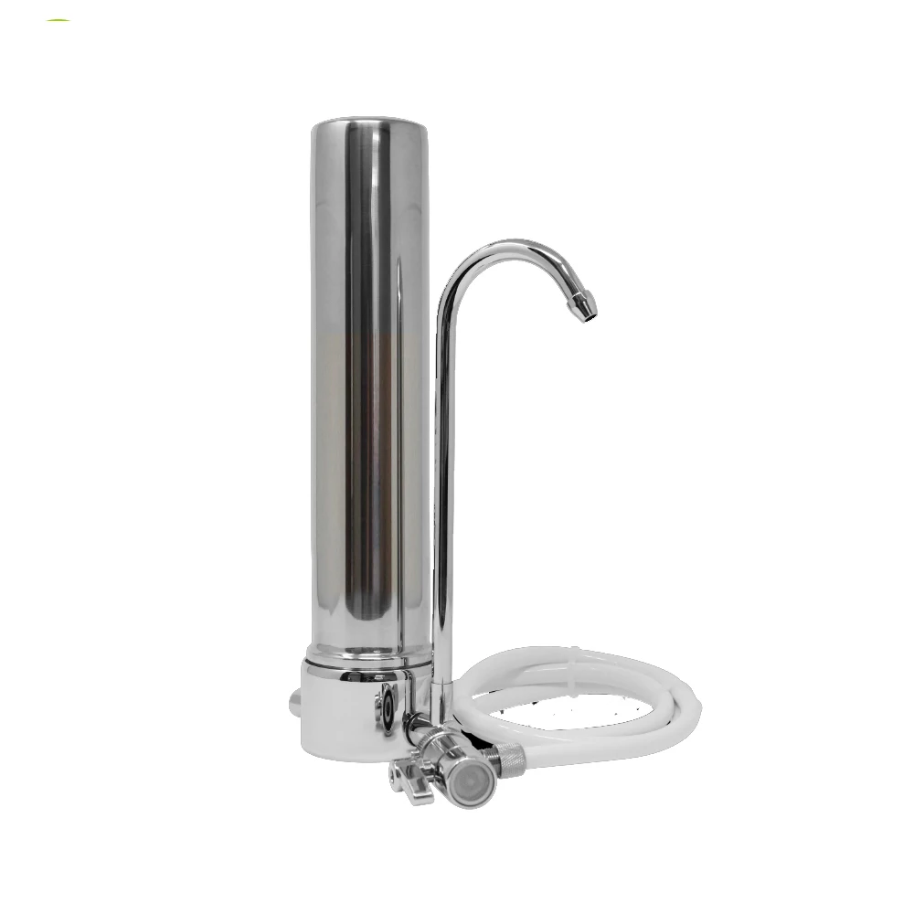 Desktop countertop 304 stainless steel water filter with candle nano ceramic filter and carbon block for kitech