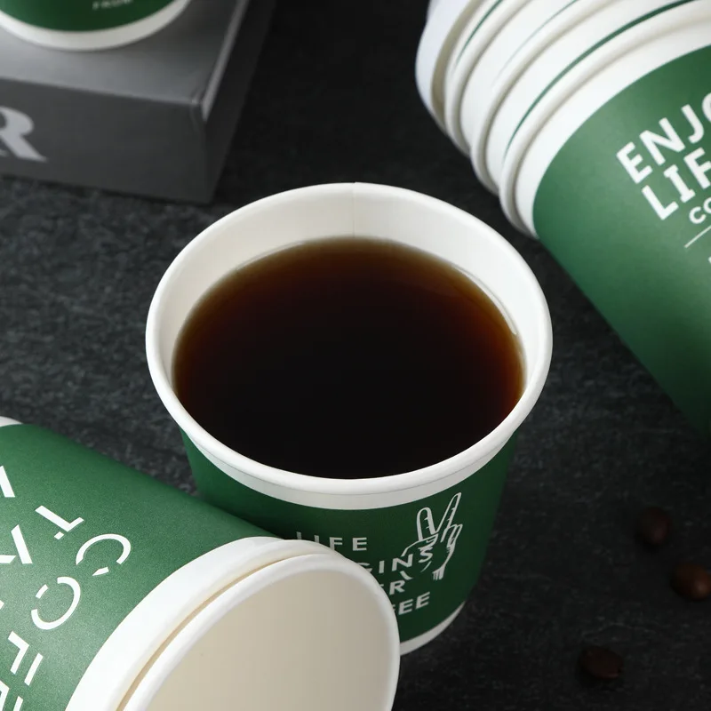 Wholesale Take Away 8/10 oz Paper Cup Food Grade Bubble Tea Cups Hot Coffee Paper Cups With Lid