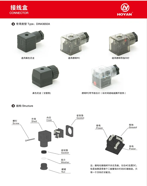 Waterproof DIN 43650 electric valve socket type A  plug solenoid valve connector