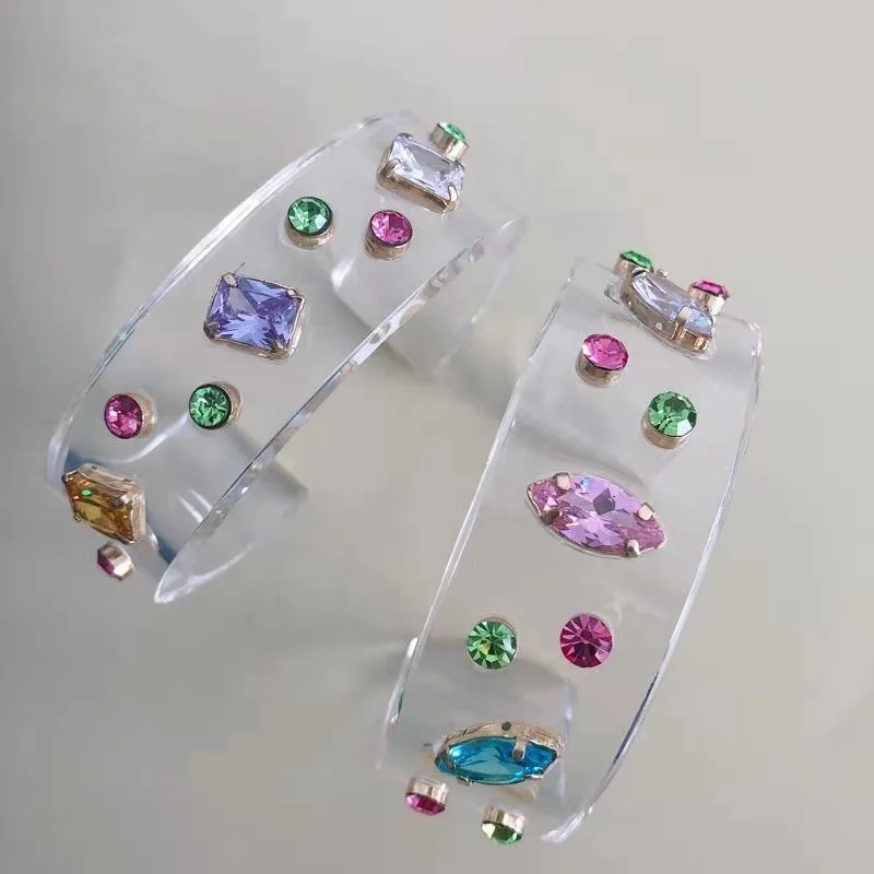 Transparent acrylic/resin arm cuff with zircon stone statement crystal bangle&bracelet fashion jewelry for women girl party