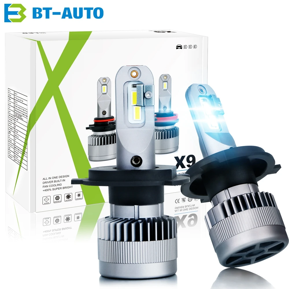 BT-AUTO X9 h1 h3 h4 h7 h11 9005 9006 9007 5202 D2 h13 Бестселлер автомобильных фар Светодиодные лампы 6000-6500K для вагонетки с
