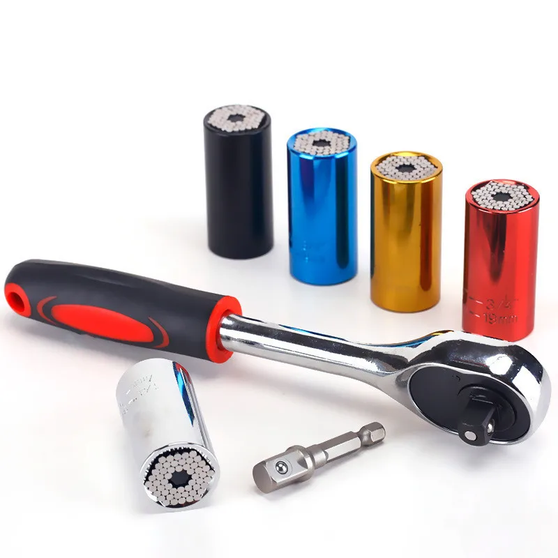3pcs/set Universal Torque Wrench Set Head Key Sleeve Socket 7-19mm Ratchet Spanner Power Drill Kits Hand Tool