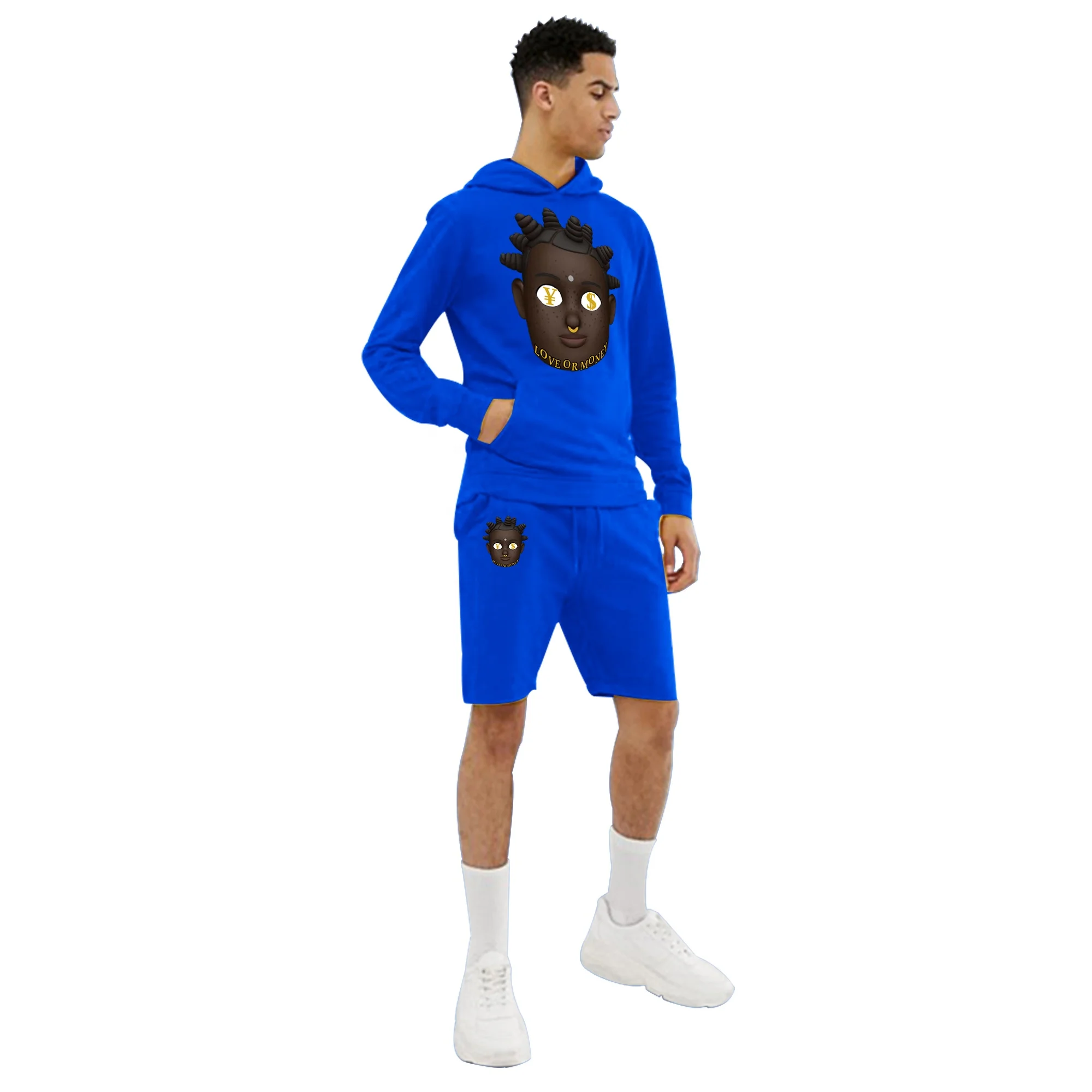 logo clothing vendor men Custom jersey hoodie and sweat shorts tracksuits for men cotton hoodies for adults sweat set with