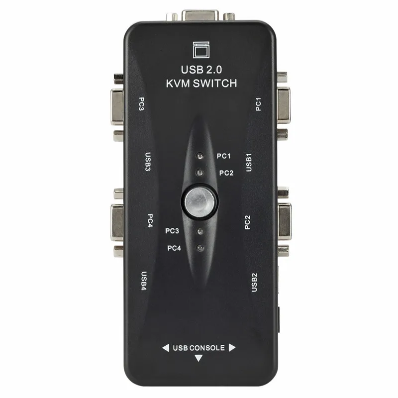USB 2 0 4-портовый концентратор KVM VGA/SVGA распределительной коробки адаптер подключается принтер Intelli клавиатуры и мыши 4 компьютеров используют 1
