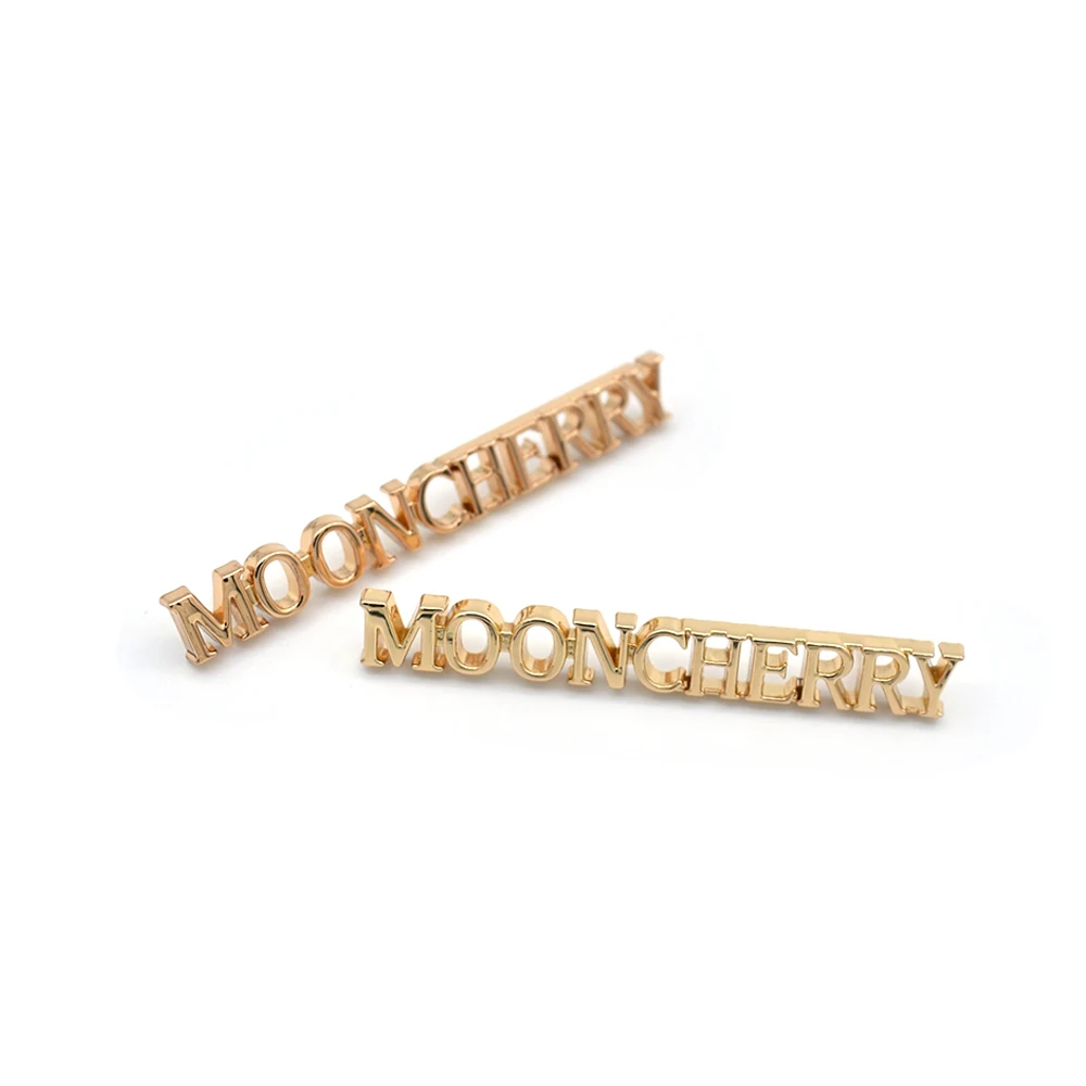 Badge Sticker Brand Gold Letter Bag Clothing Garment Custom Metal Label Tag for Purse Wallet