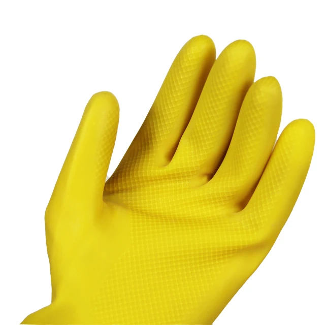 Wholesale Natual Latex Acid and Alkali Resistant Waterproof Yellow Safety Work Gloves