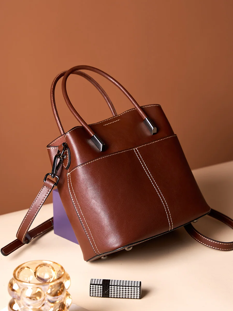 luxury brand ladies purse leather bag cowhide high quality real leather handbags for women