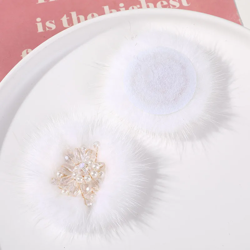 Fashionable Hair  Winter Accessories Embellished With Pearl Jewelry for hairclip shoes mink Fur Ball Pompoms Accessories