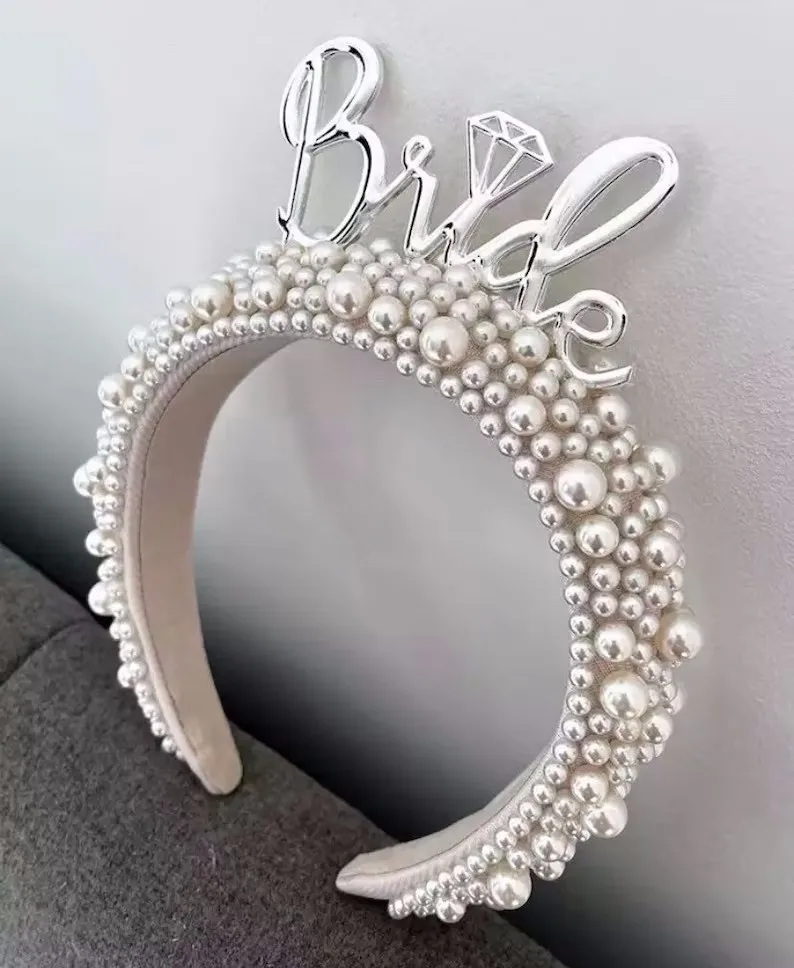 Bachelorette Party Crown Bride To Be Crown Bridal headband bride pearl headband