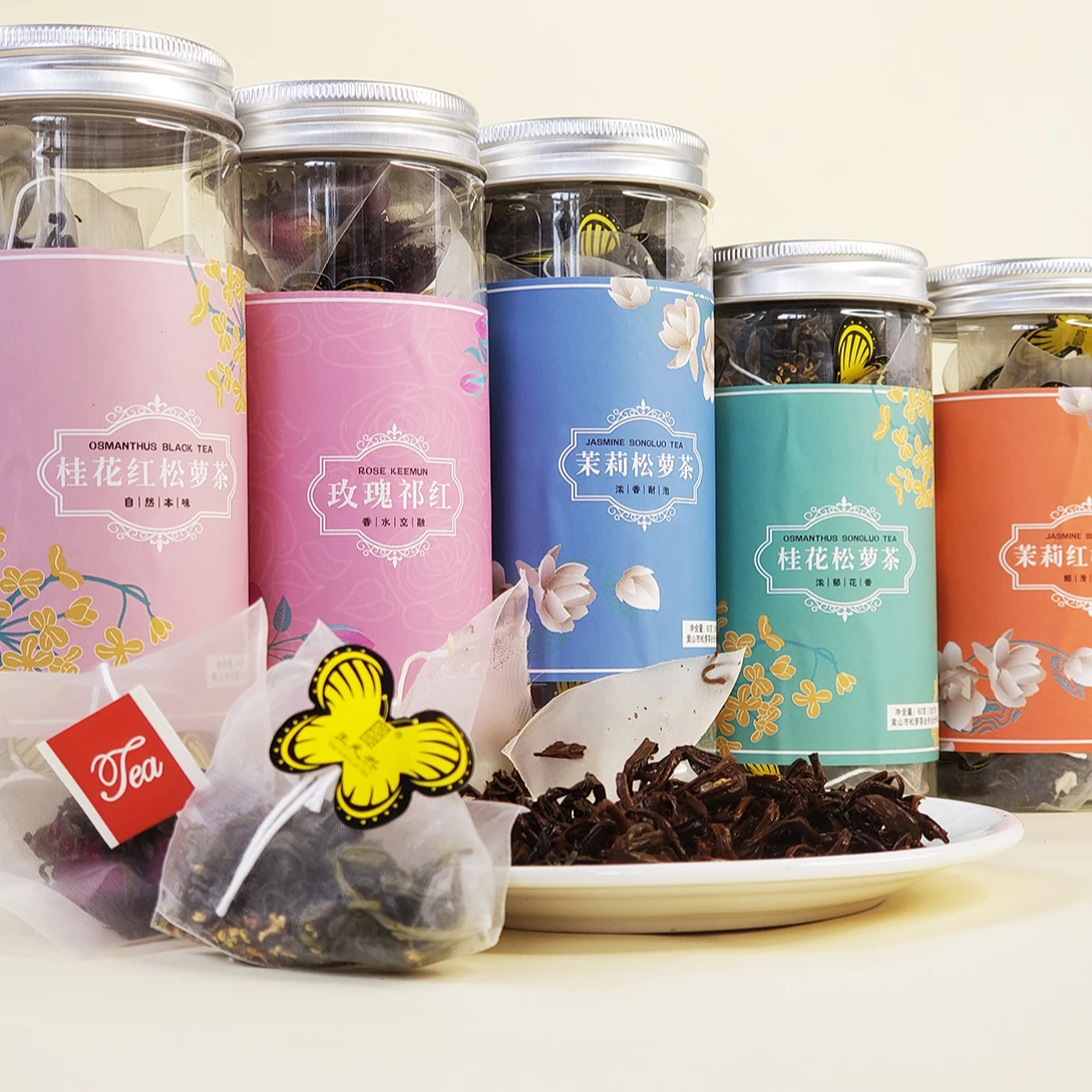 Бесплатный образец частной марки Osmanthus songluo, черный чайный пирамидный чайный пакетик для здоровых преимуществ