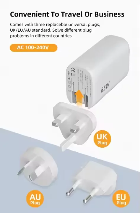 Mini US plug EU Wall Detachable 3A 65W TYPE C Fast Power USB Adapter Portable Mobile Phone Charger