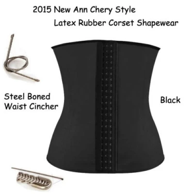 women 9 steel boned latex underbust body slimming corset workout sport waist trainer