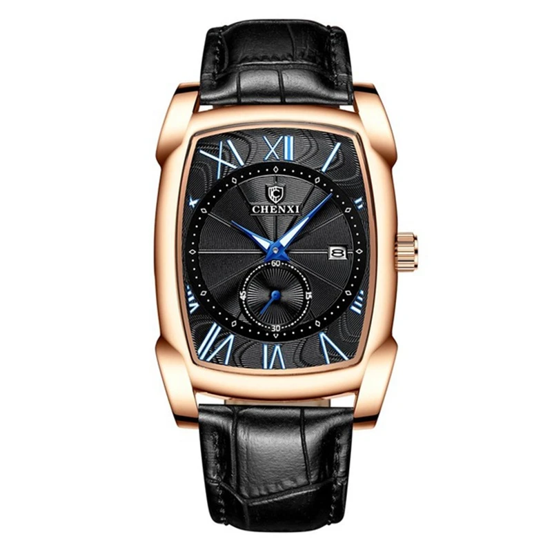 CHENXI Square men watches Business Waterproof Quartz Leather Wrist Watch Men Male Relogio Masculino hodinky erkek kol saati