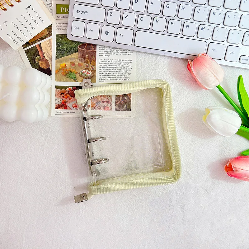 Promotion Transparent PVC Material A8 3 Ring Binder With Zipper Mini - Store Small Cards Binder Photo Album