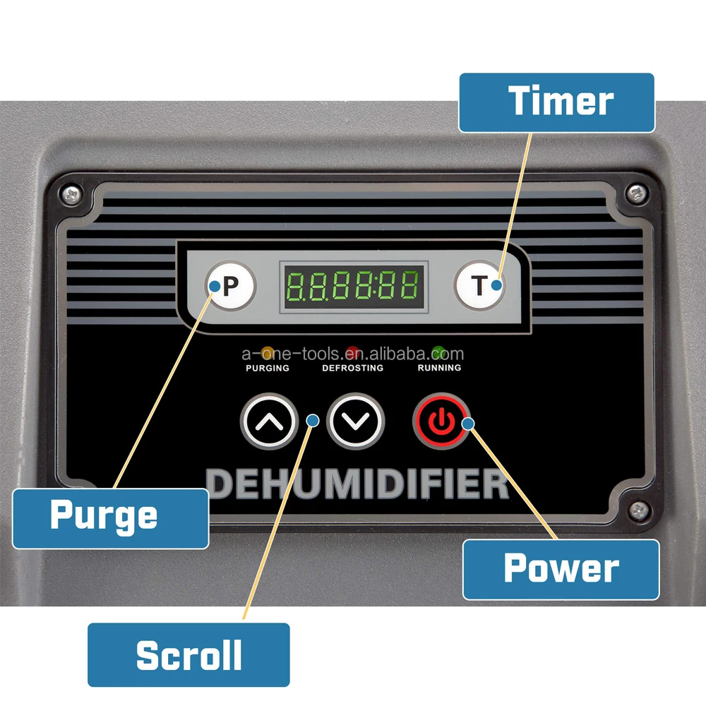 OneDry ETL CE compact commercial LGR dehumidifier 45L with LED display R410 and R290 coolant for restoration industry and drying