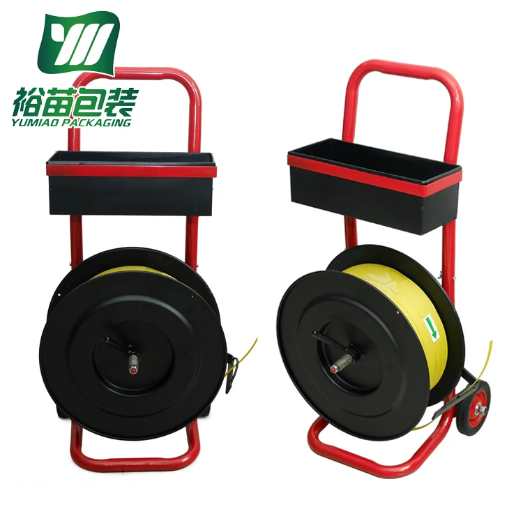 
hand steel PP PET strapping dispenser cart with rolling wheel 