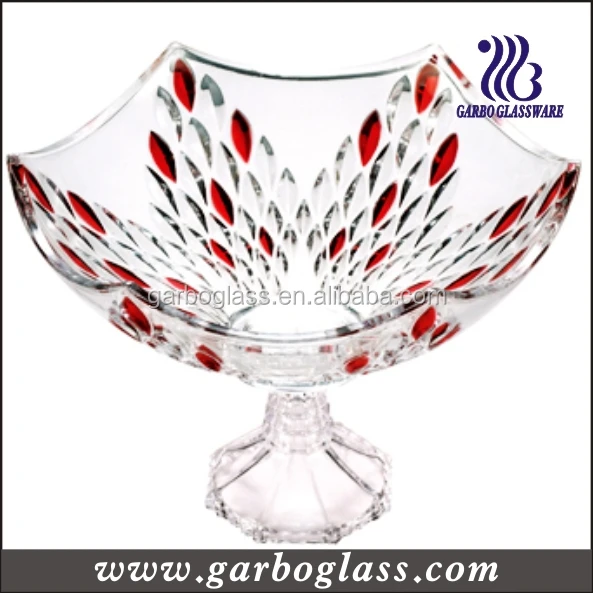 High quality eco-friendly large golden decorative footed glass fruit bowl