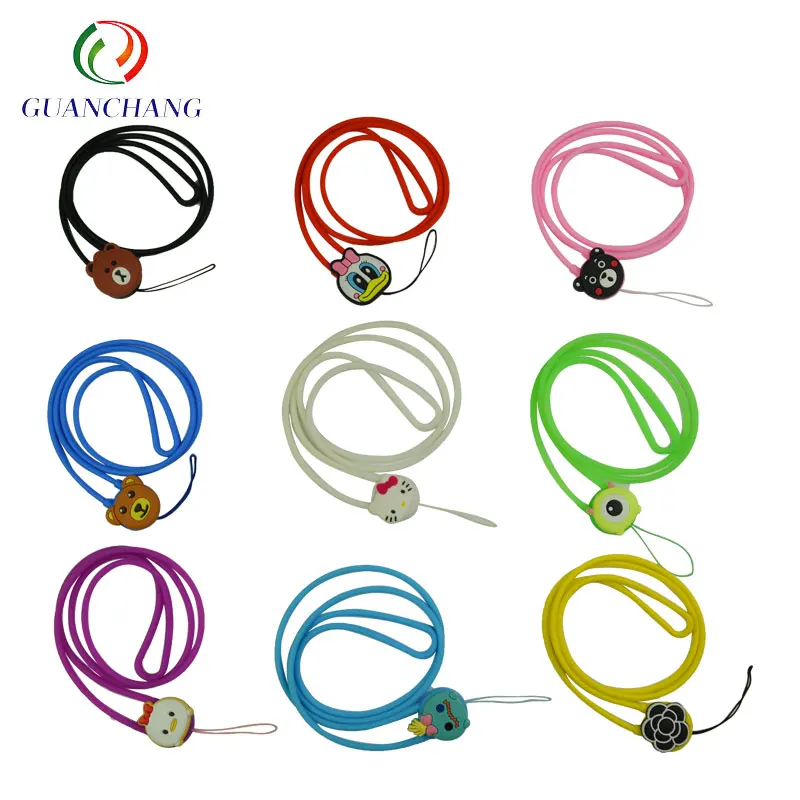 Factory Gift wholesale  multiple use mobile phone neck strap buckle lanyard PVC silicone Cartoon Cute Phone Personality Lanyard