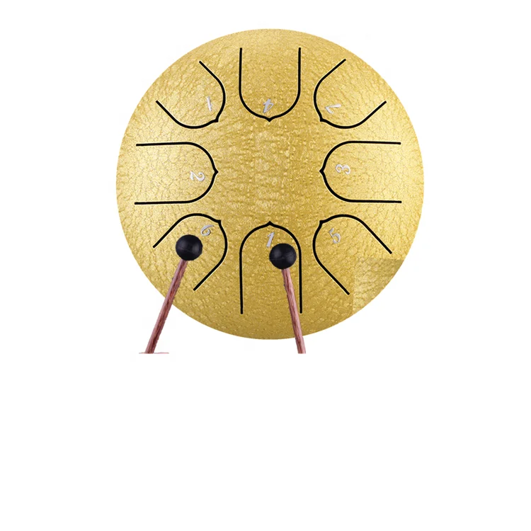 
6 Inch Mini 8 Notes Percussion Drum,Mini Percussion Instrument Hand Pan Drum Alloy Steel Tongue Drum Handpan 