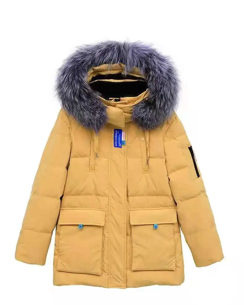 WOMEN HOT SELLING HOODED DUCK DOWN COAT with Faux Fur Trim