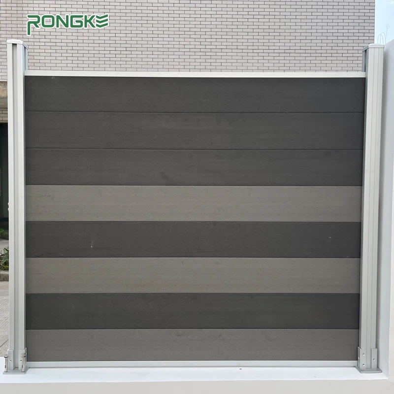 Rongke Chinese Manufacturer Fireproof Exterior Anti-slip WPC Composite Fence Panel Villa Backyard Gate